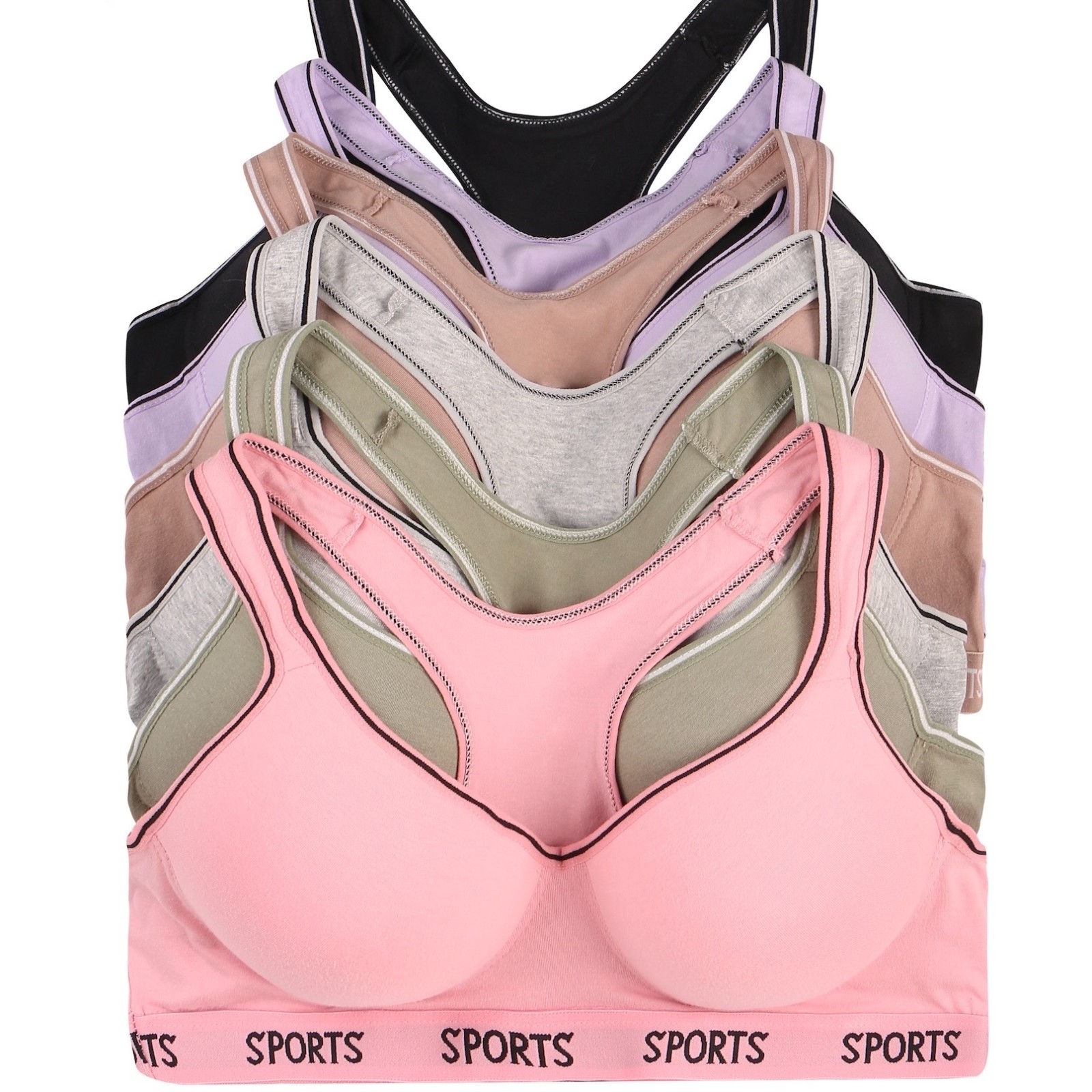 3/6 Pack Racerback Sports Bra Women’s High Impact Running Yoga Workout Bras 6826