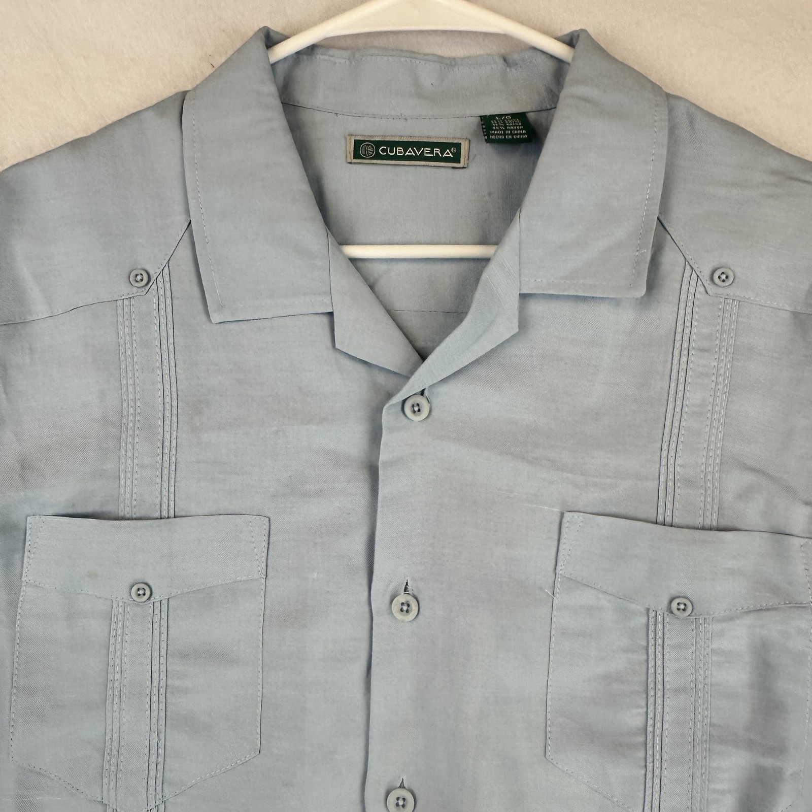 Cubavera Shirt Mens Large Short Sleeve Button Up Guayabera Four Pocket Summer