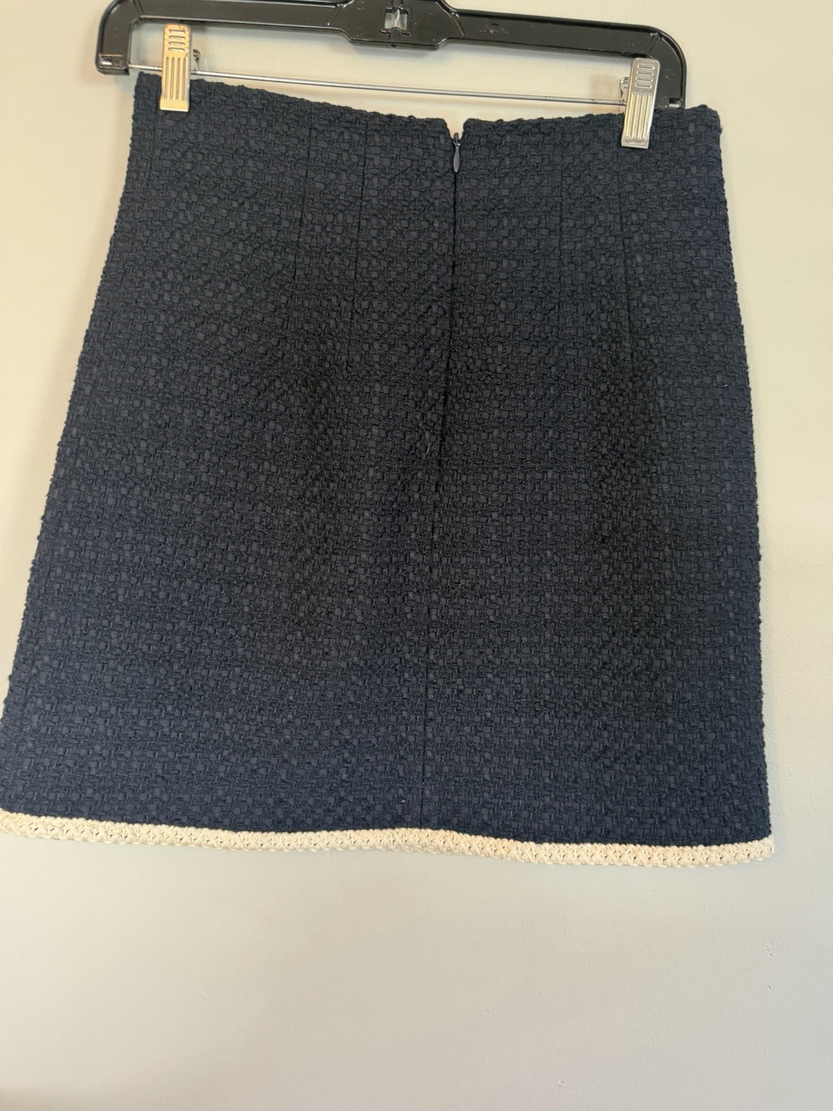 Veronica Beard Roman Mini Navy Blue Cotton Blend tweed Skirt Lined Sz 2 NWT $348