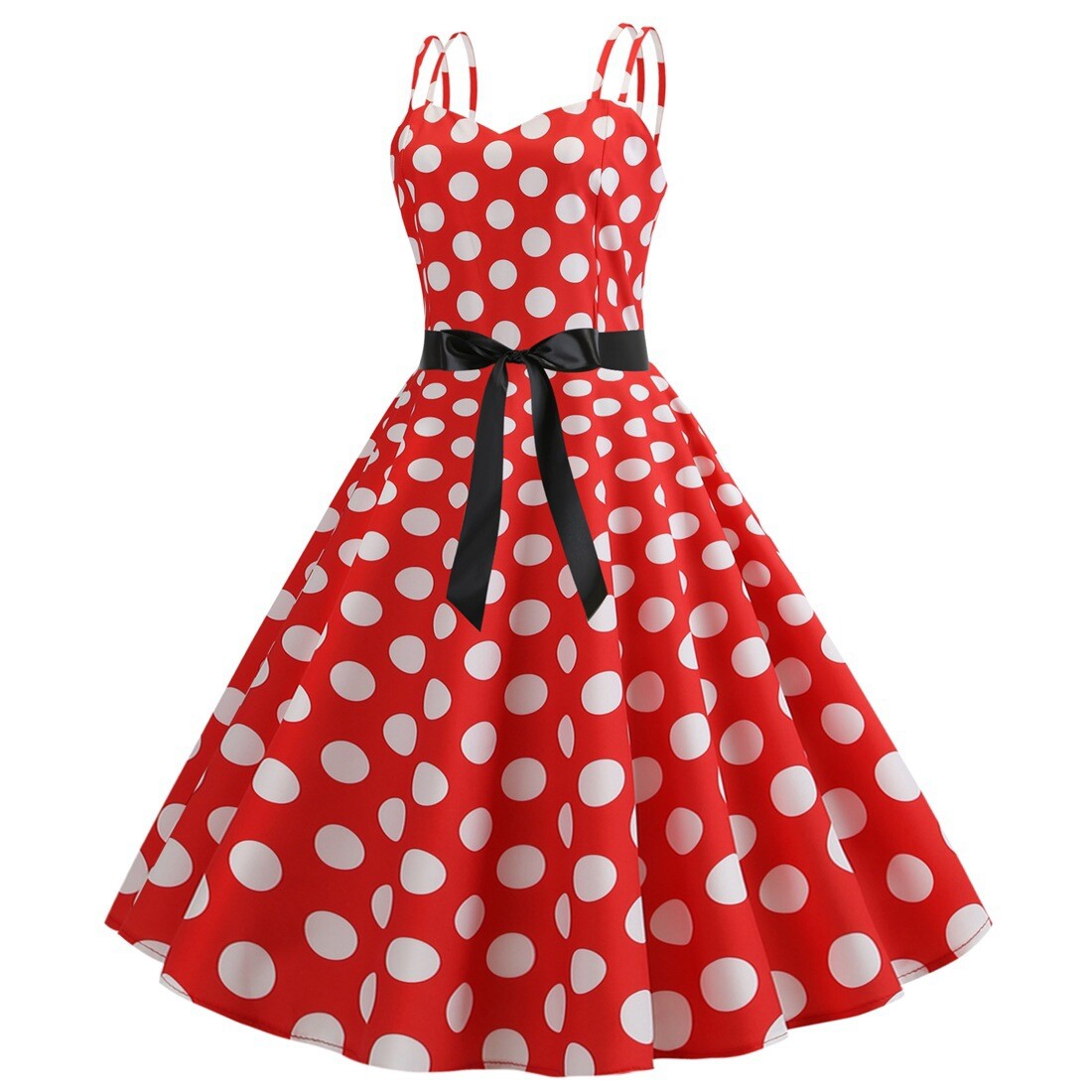 Women Vintage Dress Retro Style Rockabilly Party Swing Cocktail Polka Dots Dress