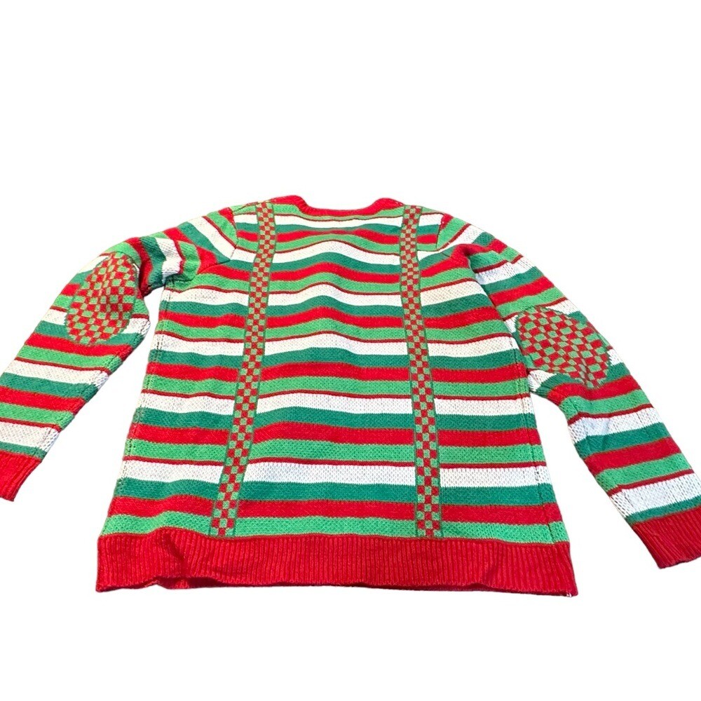 Jolly Sweater Ugly Christmas sweater Crewneck Faux Tie & suspenders sz large