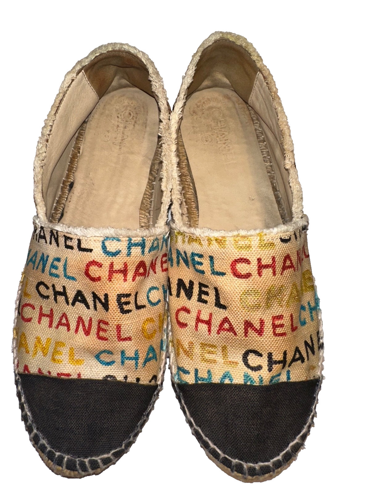 Chanel Espadrilles Logo Graffiti Multicolored Flats Size 42