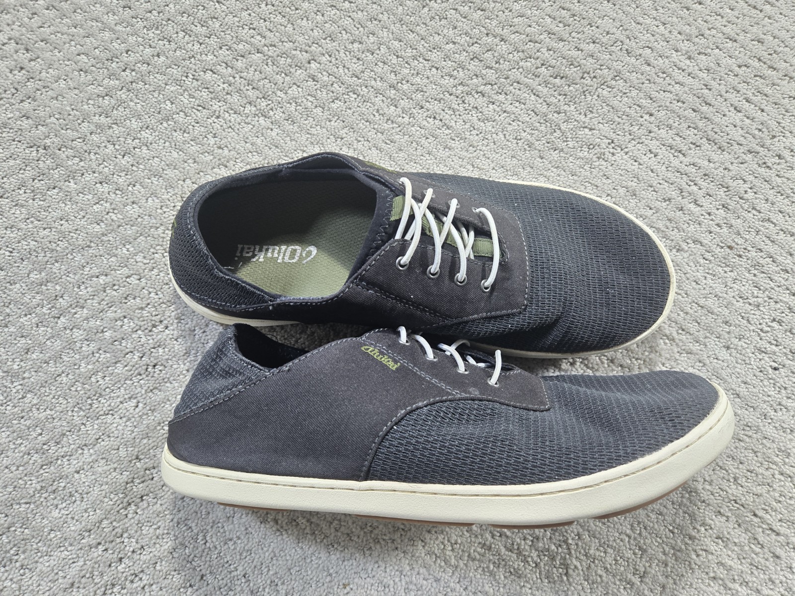 OluKai Nohea Moku Shoes Mens Size 9 Black Mesh Casual Boat Loafers 10283-4040