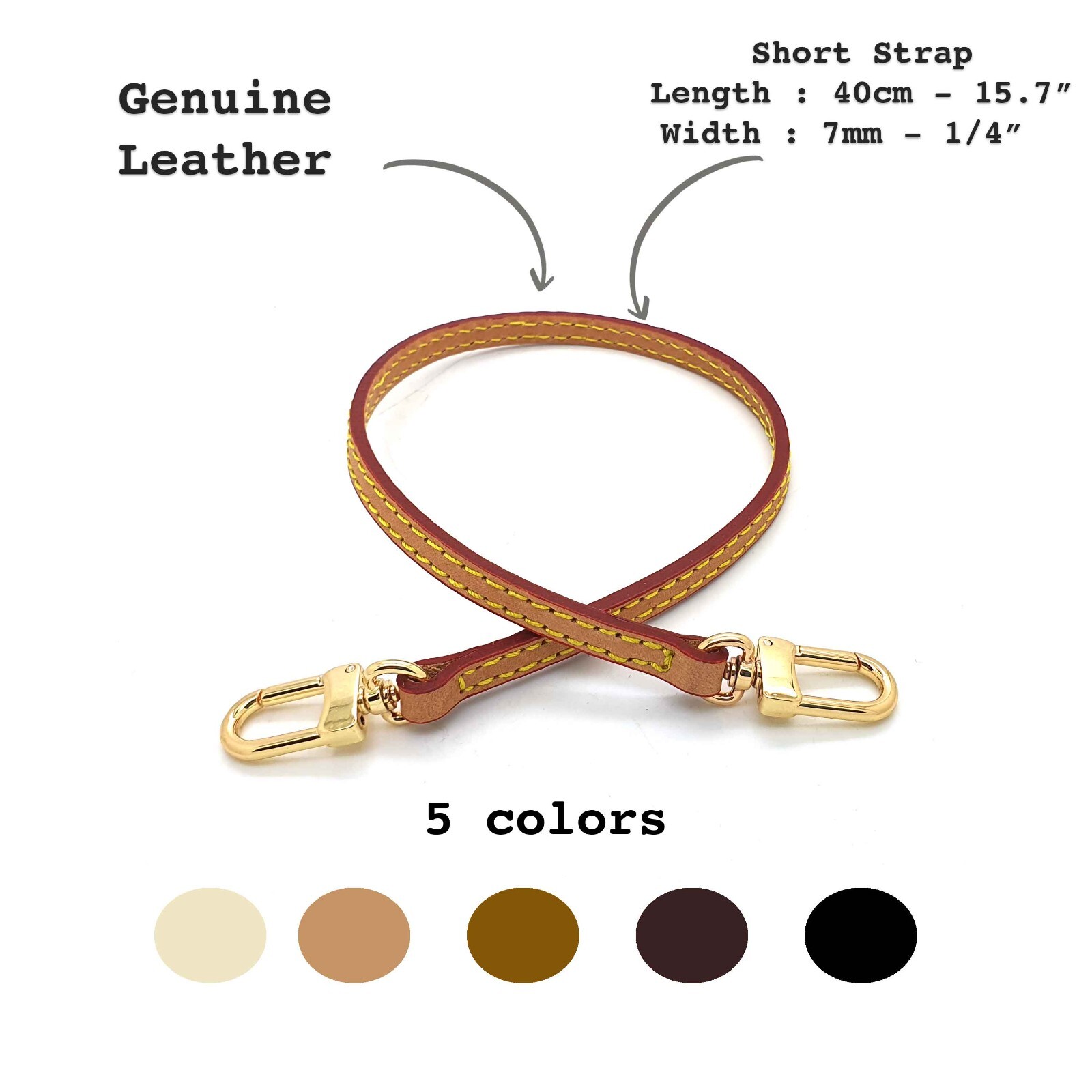 duyp Vachetta Short Leather Strap for Pochette Accessoires mini pouch purse bag