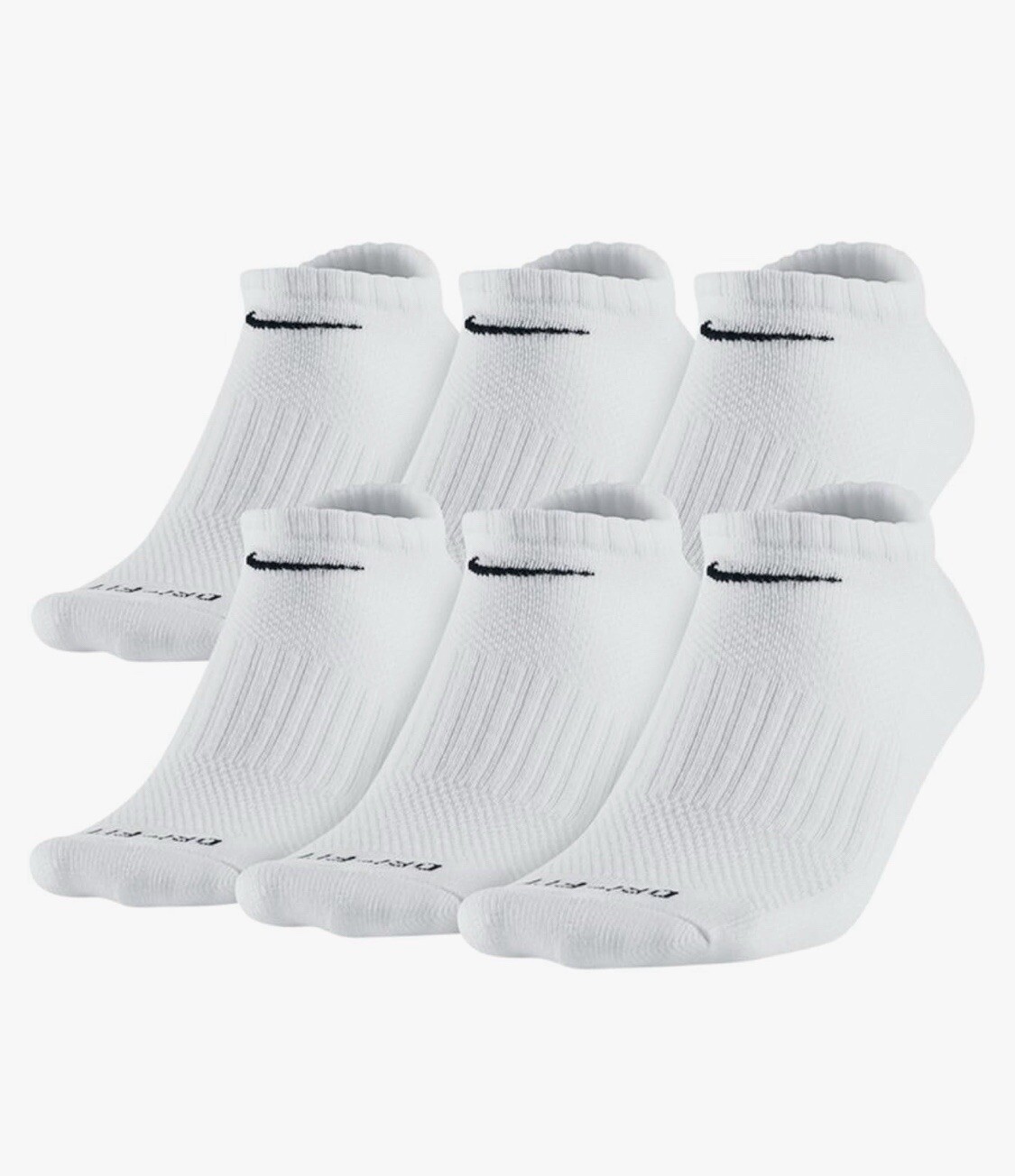 Nike Men’s Socks Everyday Cushioned Athletic Training Dri-Fit No-Show 6 Pairs L