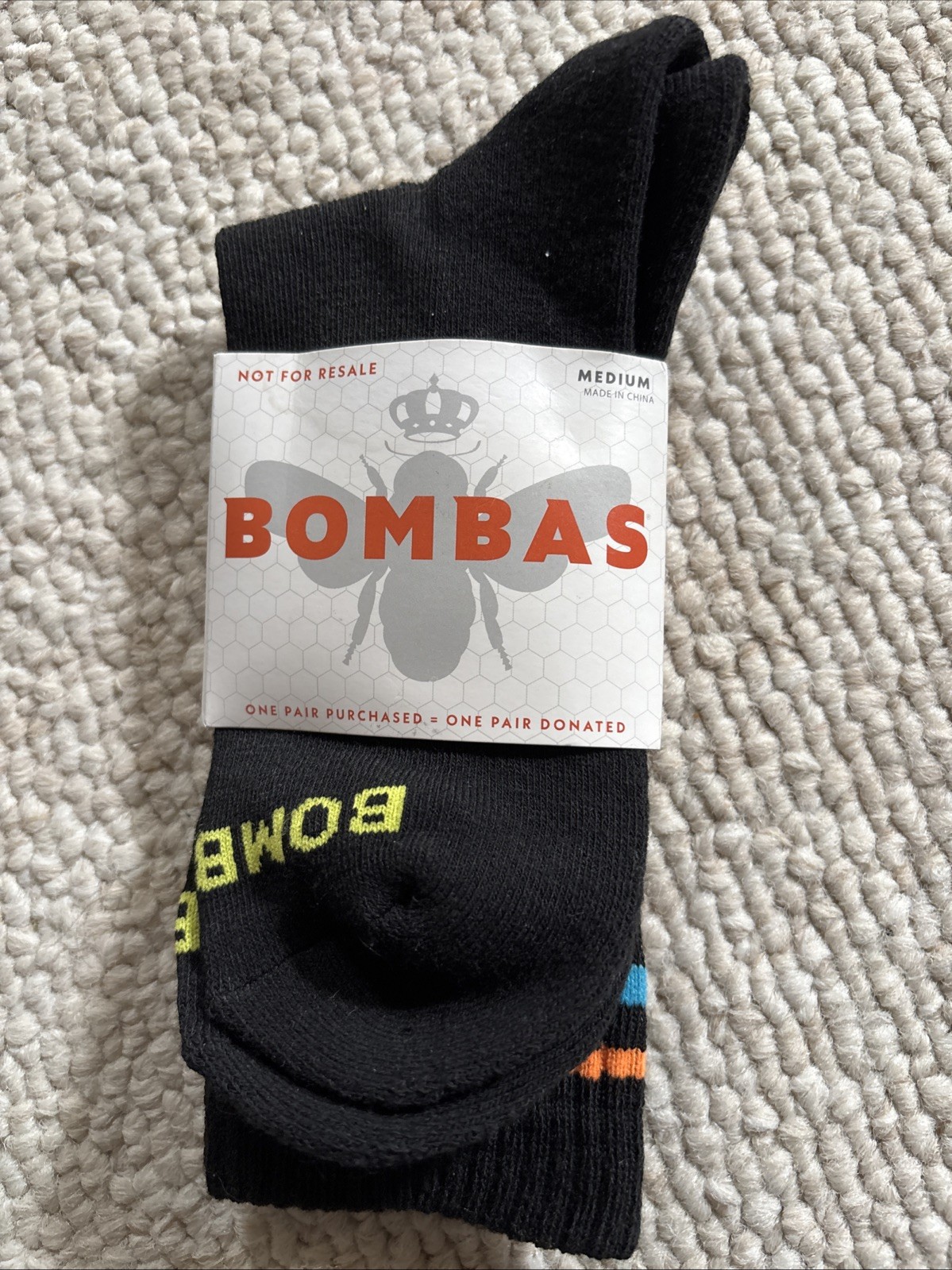 Bombas Sock Bundle Women’s XS & Medium Solid Black Striped Cuff Socks 5 New Pair