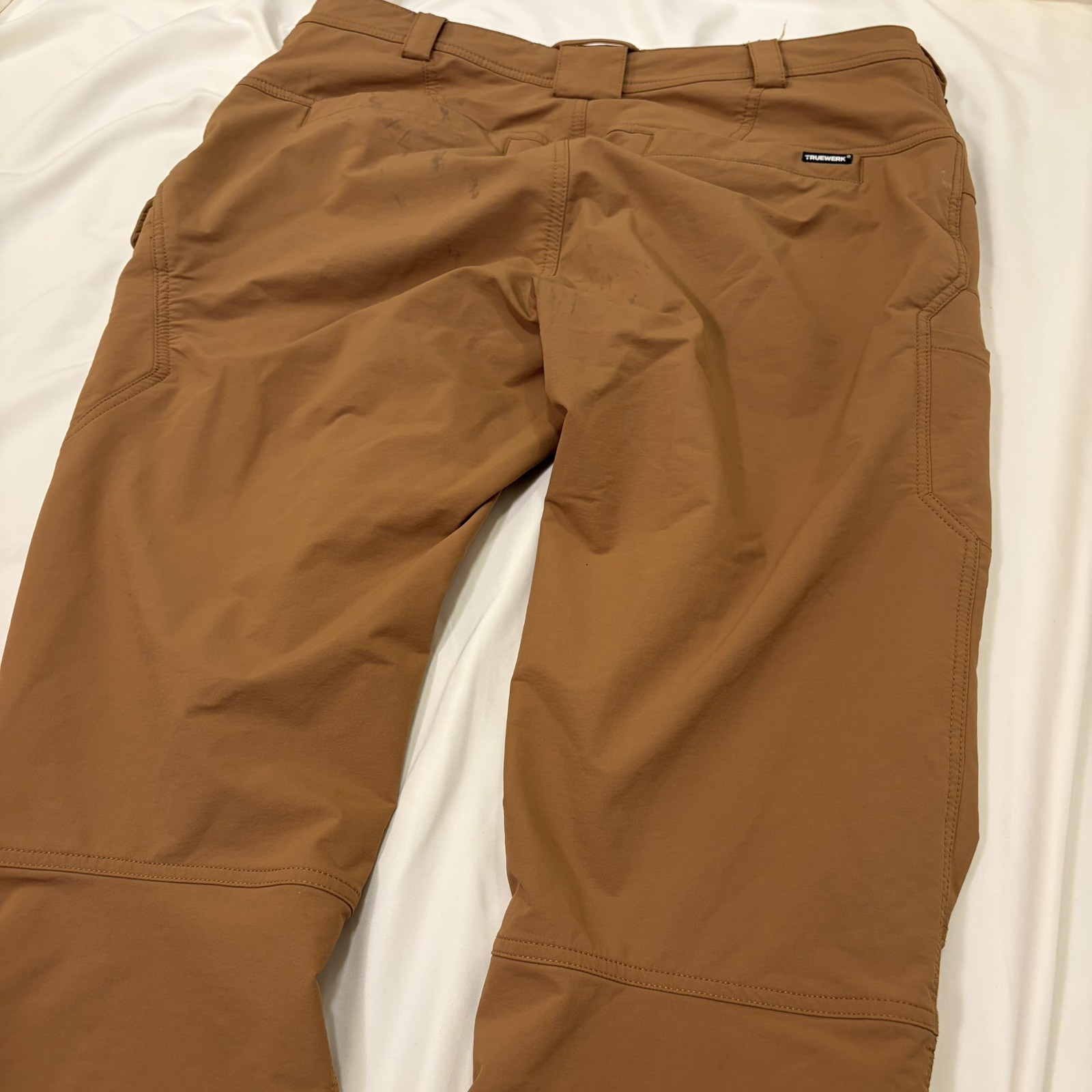 Truewerk T2 Werkpant Mens Size 38×36 Sand Straight Leg Nylon Poly Spandex Good