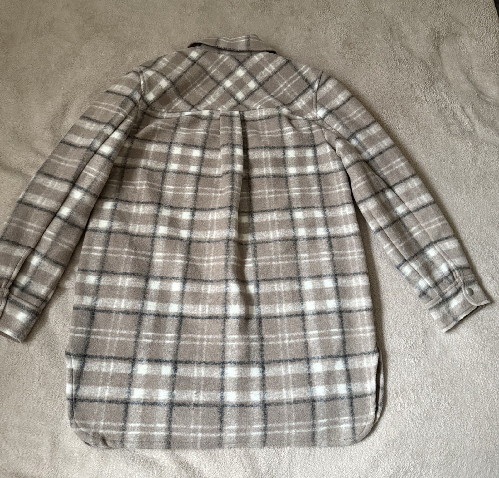 J.Crew Women’s Plaid Fleece Shirt Jacket Shacket Tan Beige Size M New With Tags