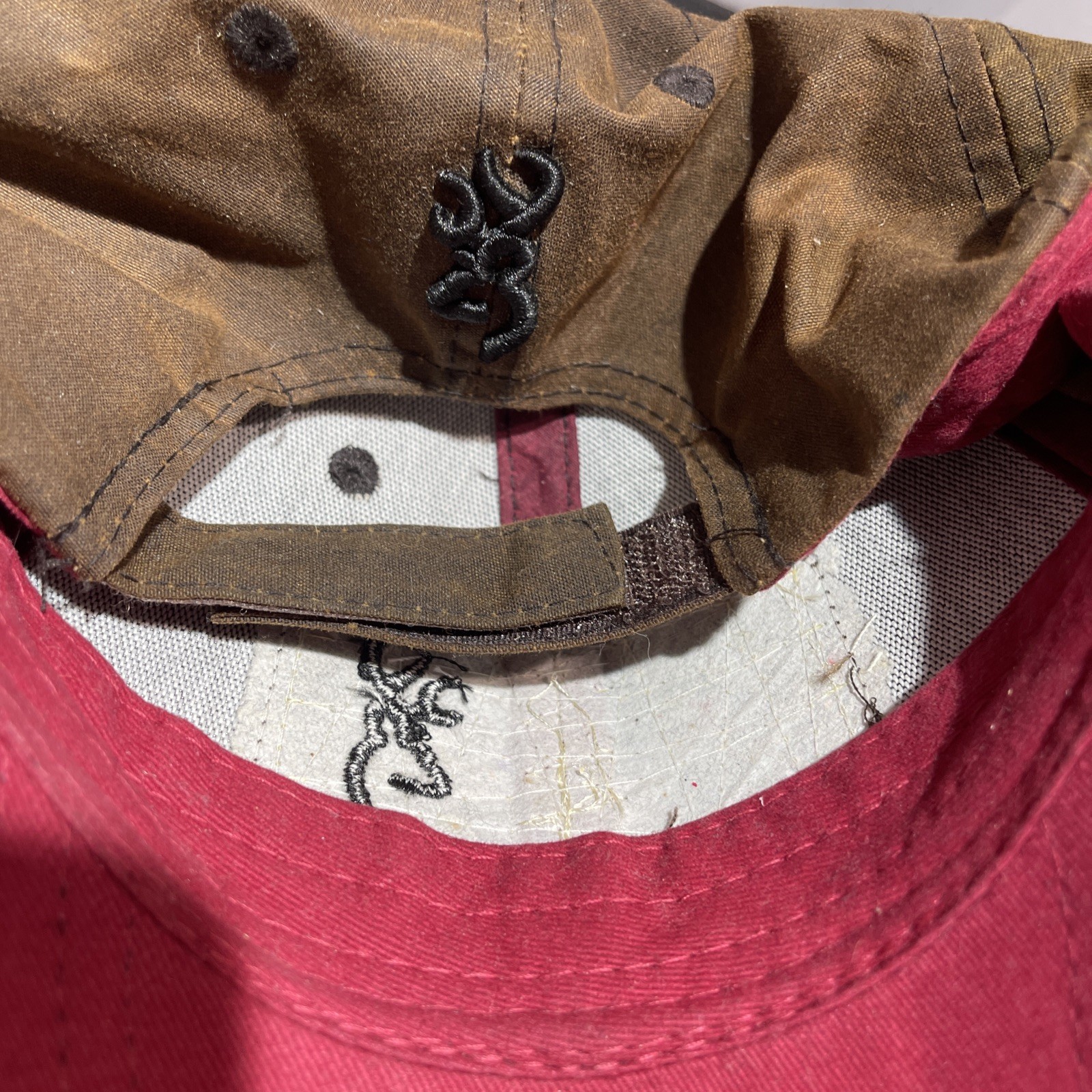 Browning Liberty Wax Cap Hat Mens Dk Brown Strap Back American Flag Hunting USA