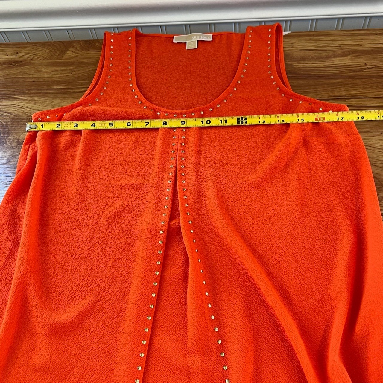 MICHAEL Michael Kors Orange Studded Tank Top Small Sleeveless Stud Embellished