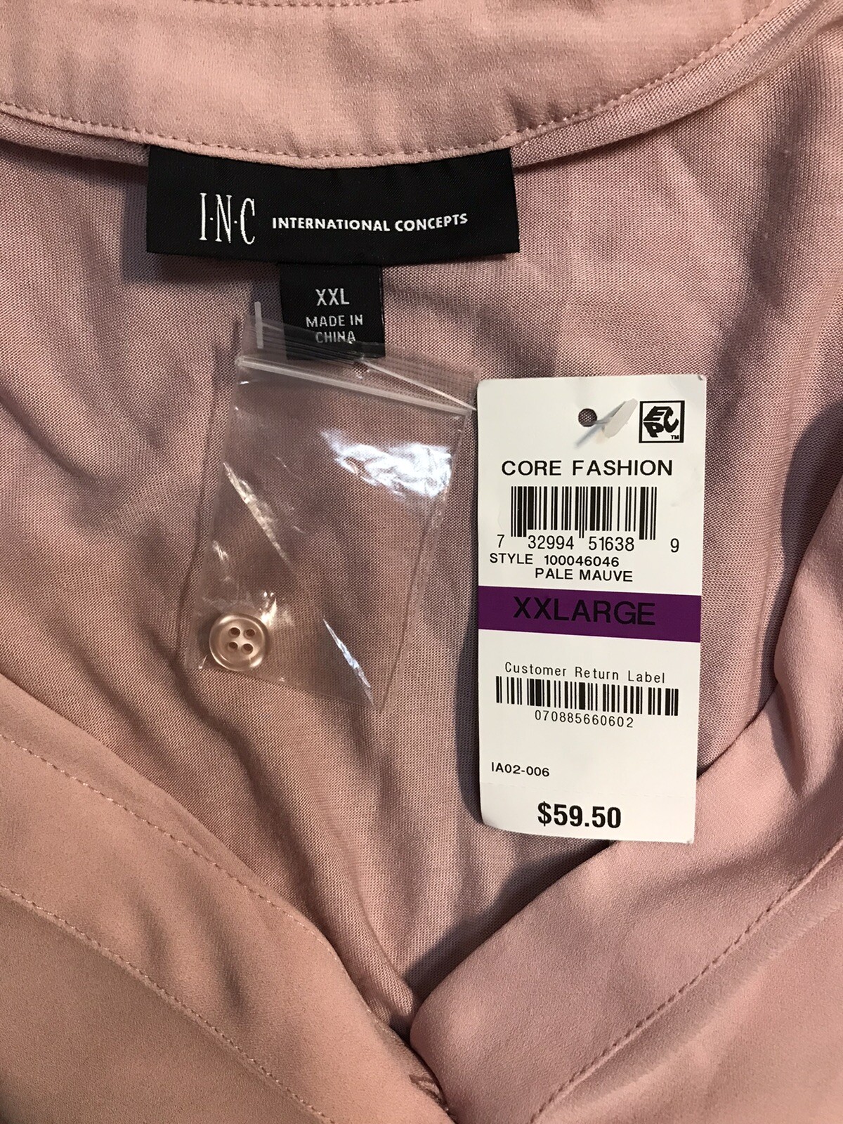 INC XXL Top NWT $59 Twisted Hem Front Button Up Shirt Blouse Low V Cut Long Slvs
