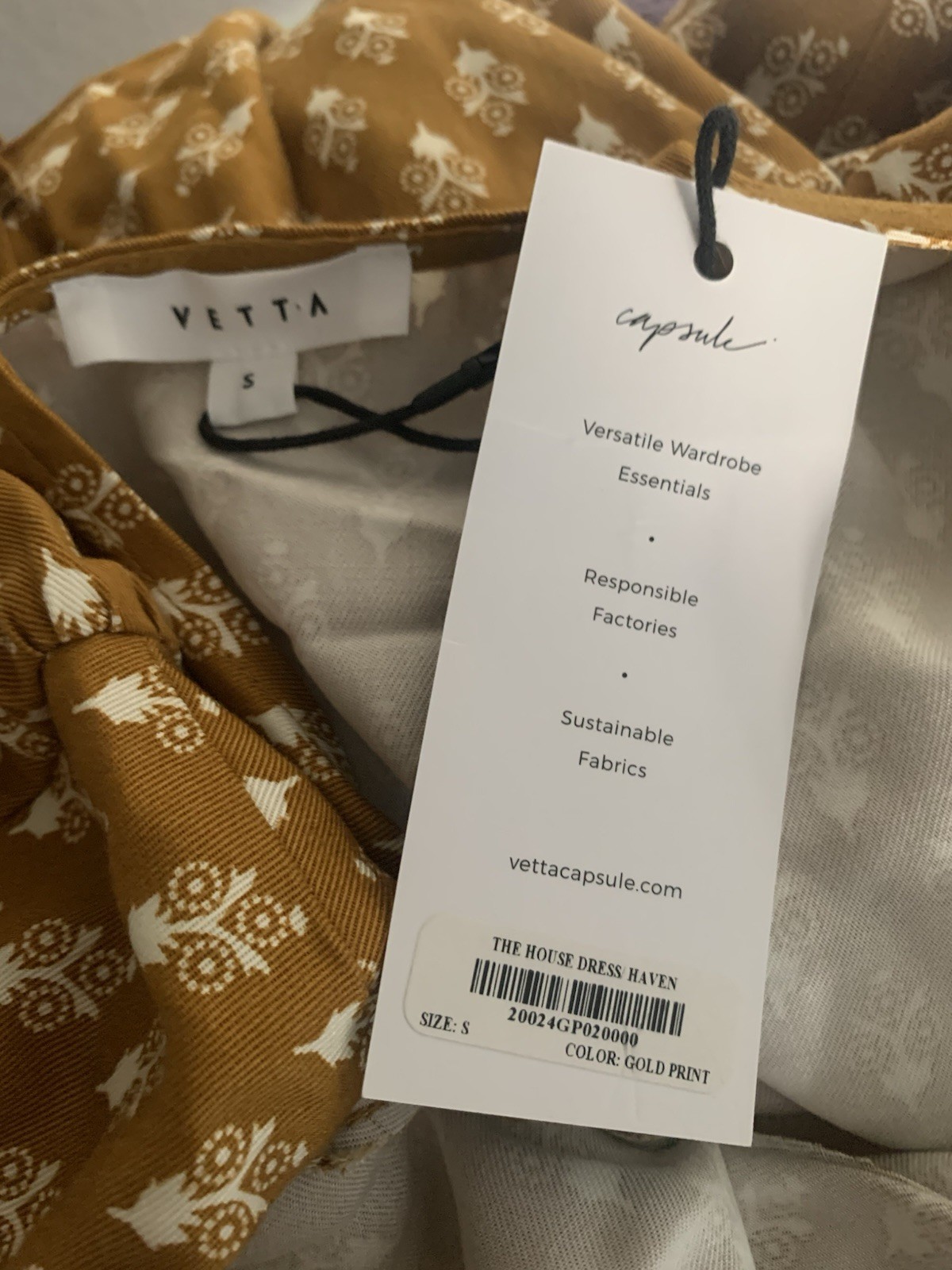 NWT VETTA Capsule Womens Small Gold Print The House Dress Haven Convertible Maxi