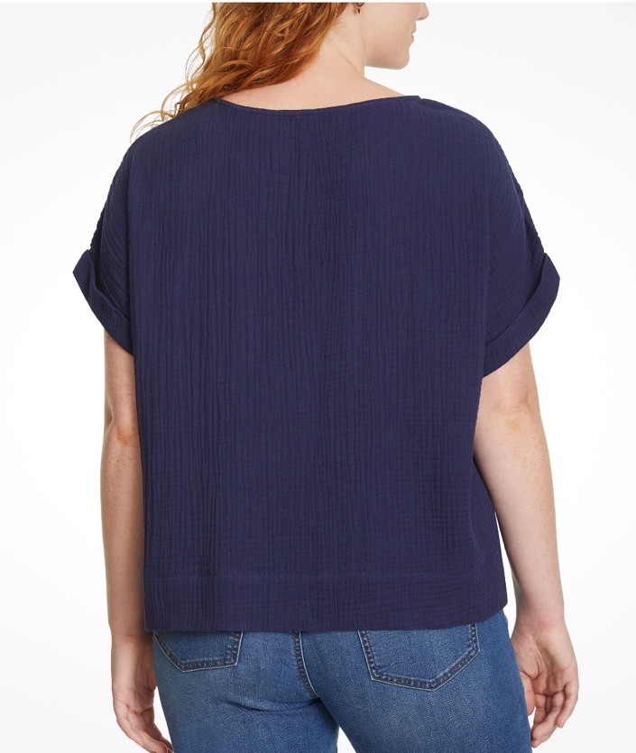 NWT SIZE XL Gloria Vanderbilt Women’s Cotton Gauze Pullover Short Sleeve Top