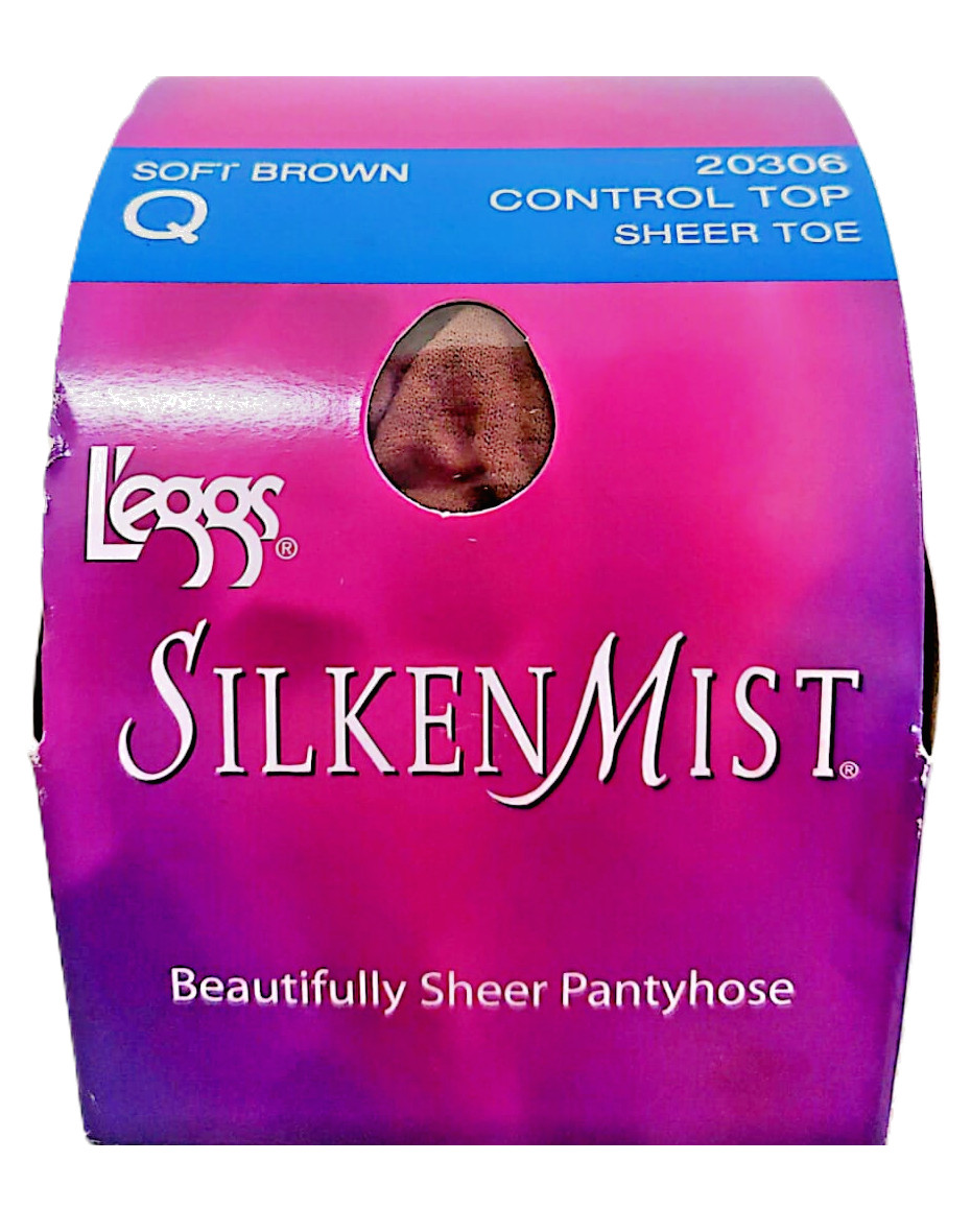 Leggs SilkenMist Pantyhouse, Control Top Sheer Toe, Size Q, Soft Brown 10 Bboxes