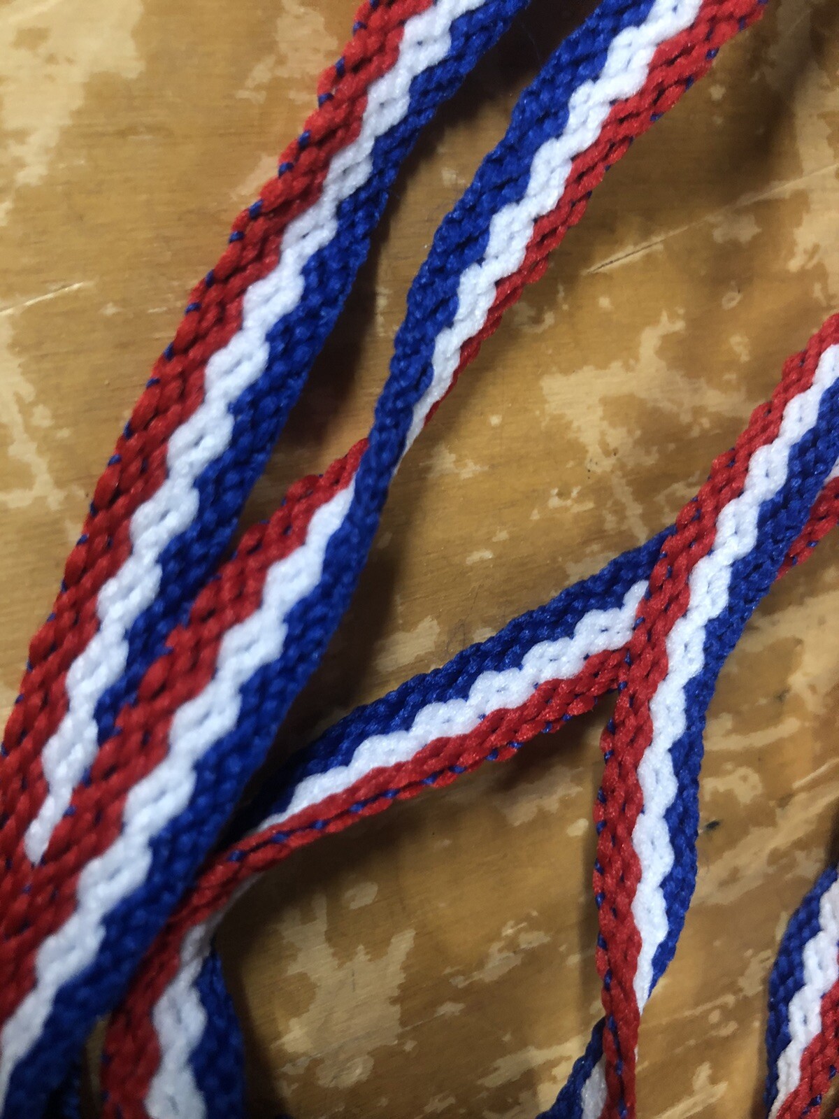 1 Pair Vtg USA Red White & Blue Stripe Shoe Laces Strings 40” Patriotic Shoelace