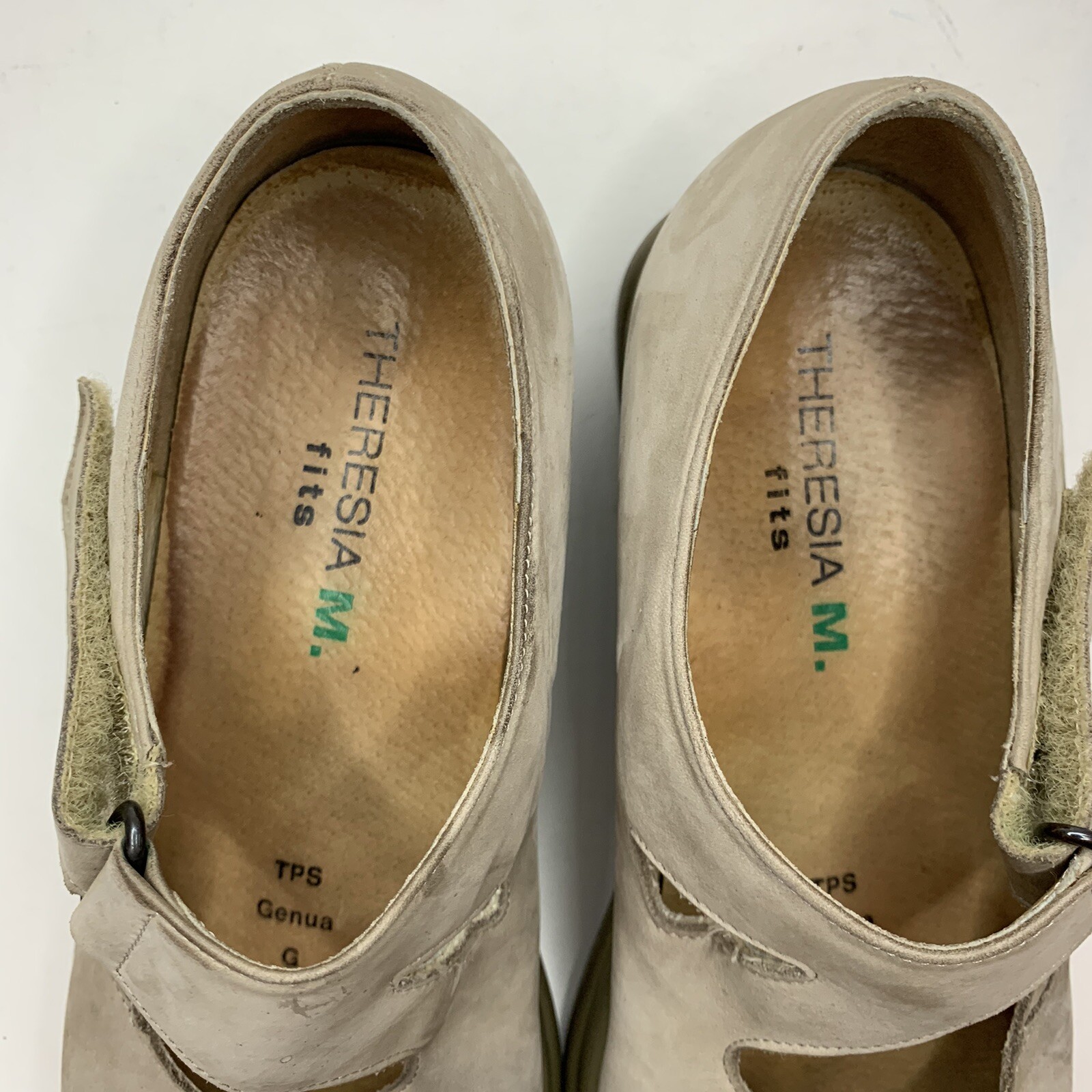 Fits By Theresia M Nubuck Leather Wedge Sandals Genua Two Strap 5.5 Women’s