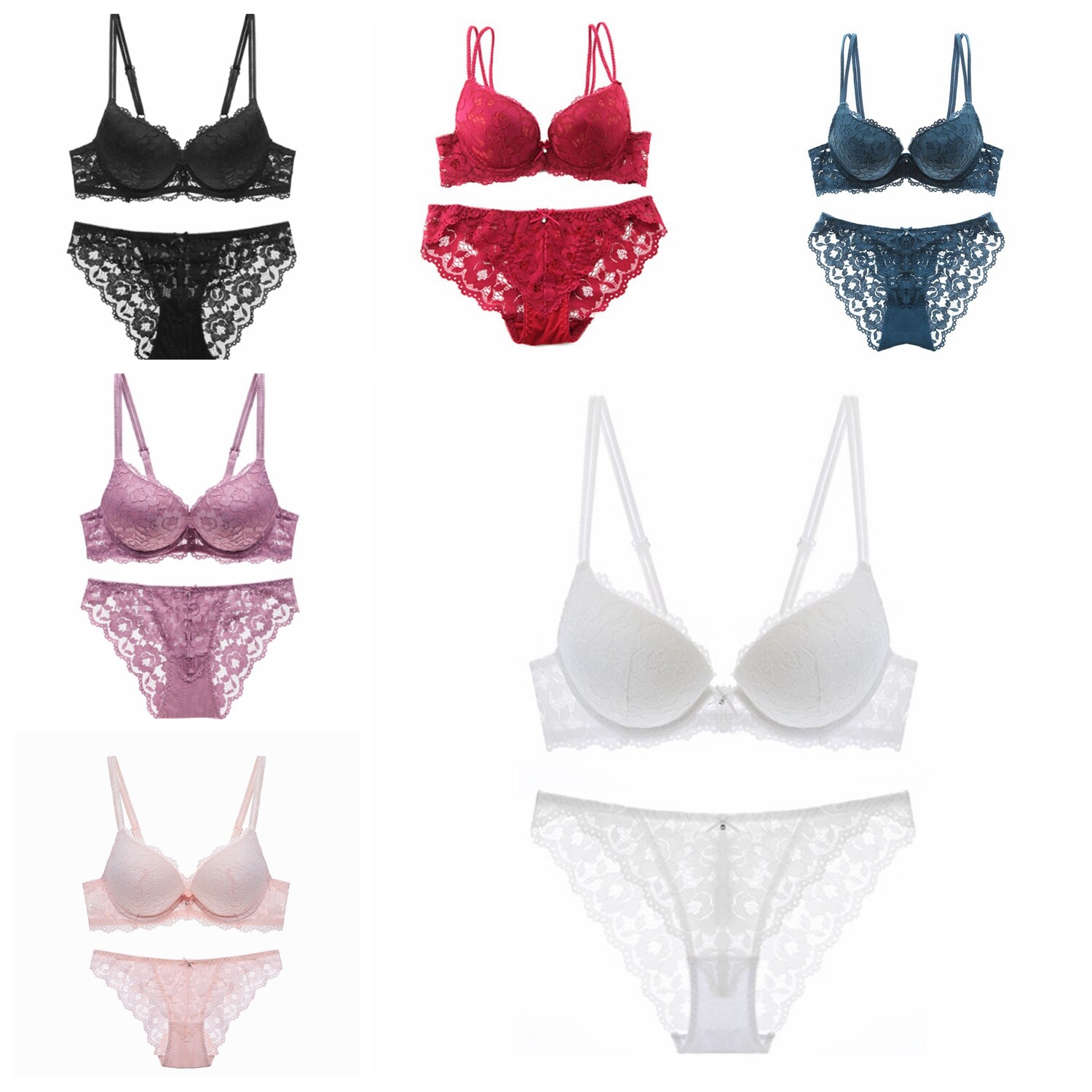 Thick Bra Lot Cup Classical Push Up Bra&Panty All Colors 32 34-38 ABC Lingerie