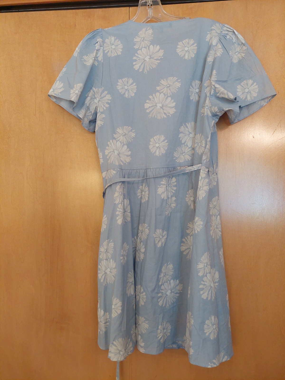 NEW! Madewell Desert Wrap Dress 100% Cotton Tranquil Lake Blue & White Sz M $128