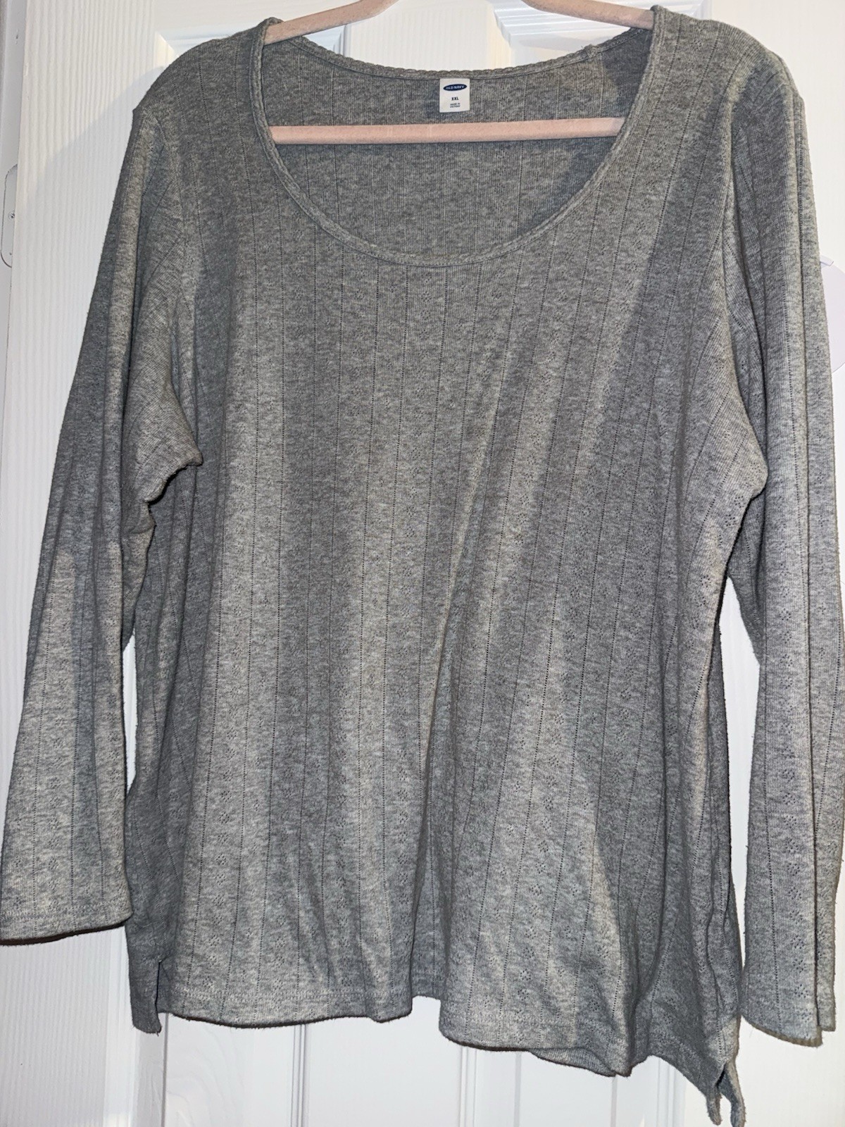Old Navy Women’s Gray Solid Knit Eyelet Scoop Neck Long Sleeve Pullover XXL