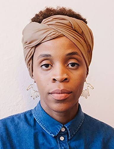Head Wraps for Black Women Stretch Head Scarf Long African Hair 1pcs -Camel