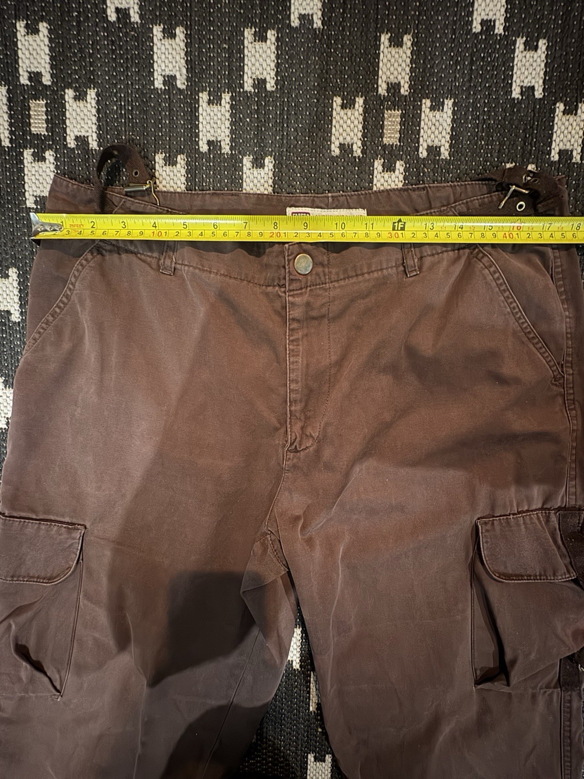 Women’s VTG Y2K Faded Glory Cargo Pants Brown Baggy Utility Straps 14 Average