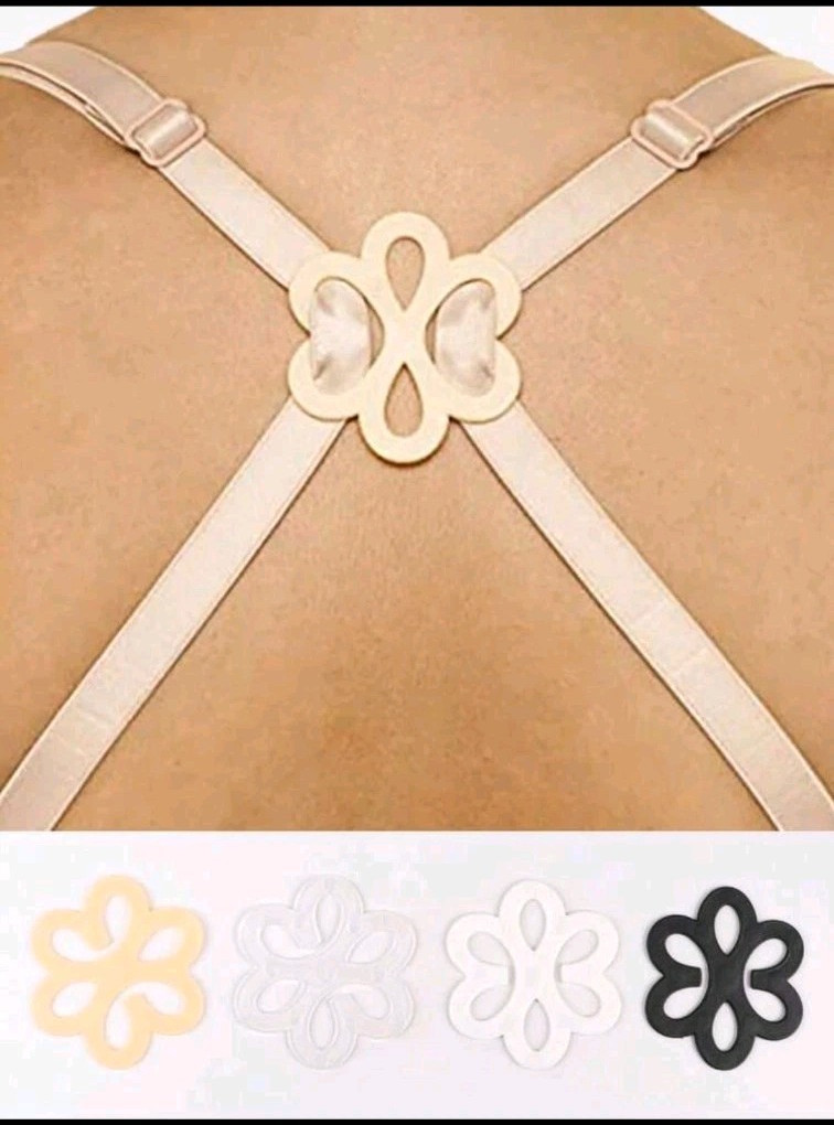 4PCs Women Bra Strap Holder Clips Flowers Shape Anti-Slip Bra Cross Back Clips