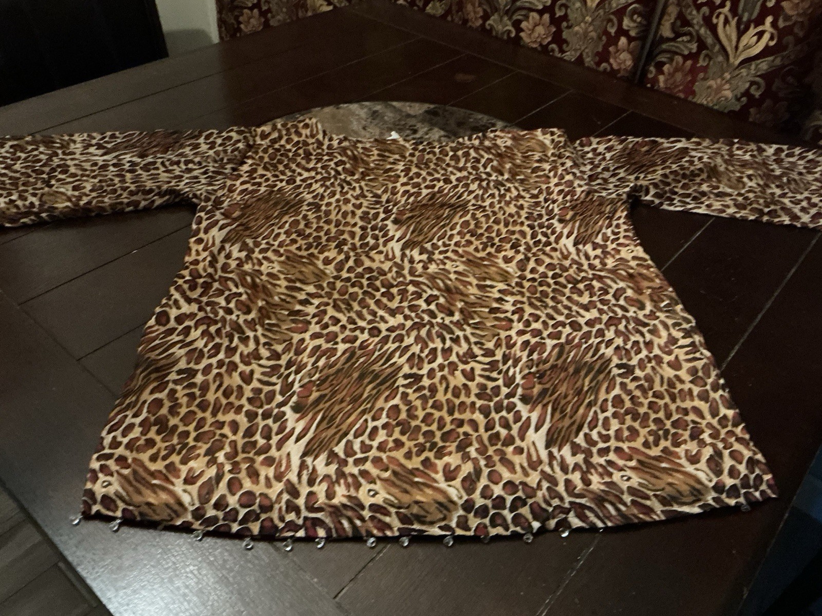 Polyester Chiffon Leopard Cheetah Indian Kurta Kurti Top, 28” Long, 48” Bust,