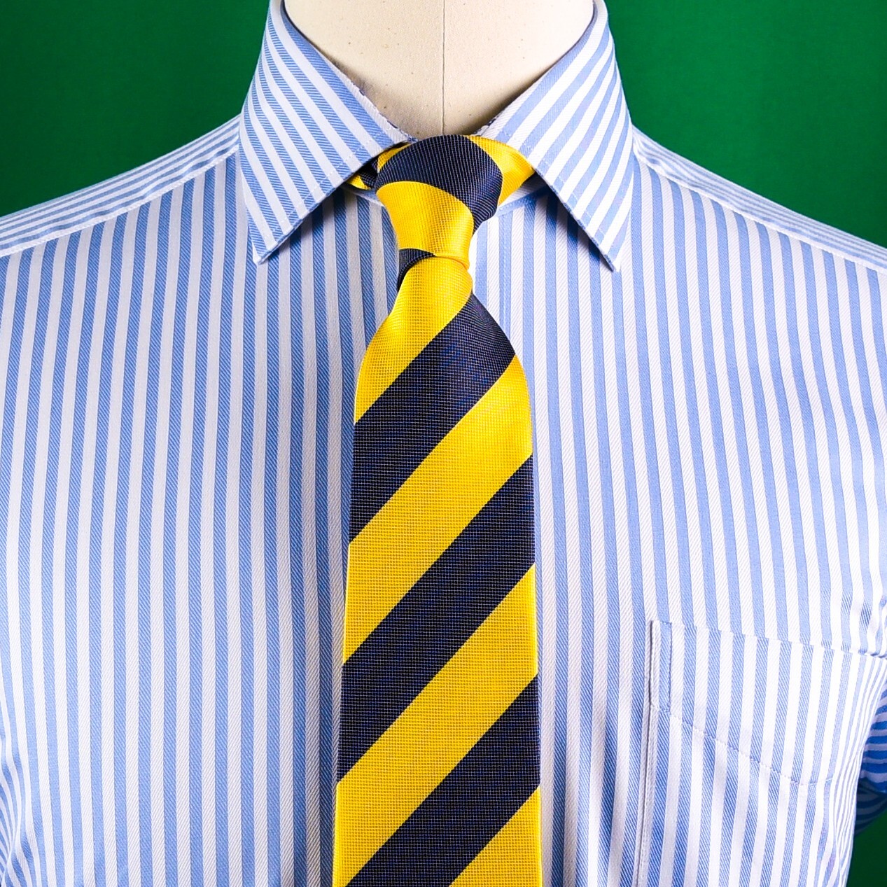 Mens Blue Formal & Business Dress Shirt Herringbone Twill Striped Floral Paisley