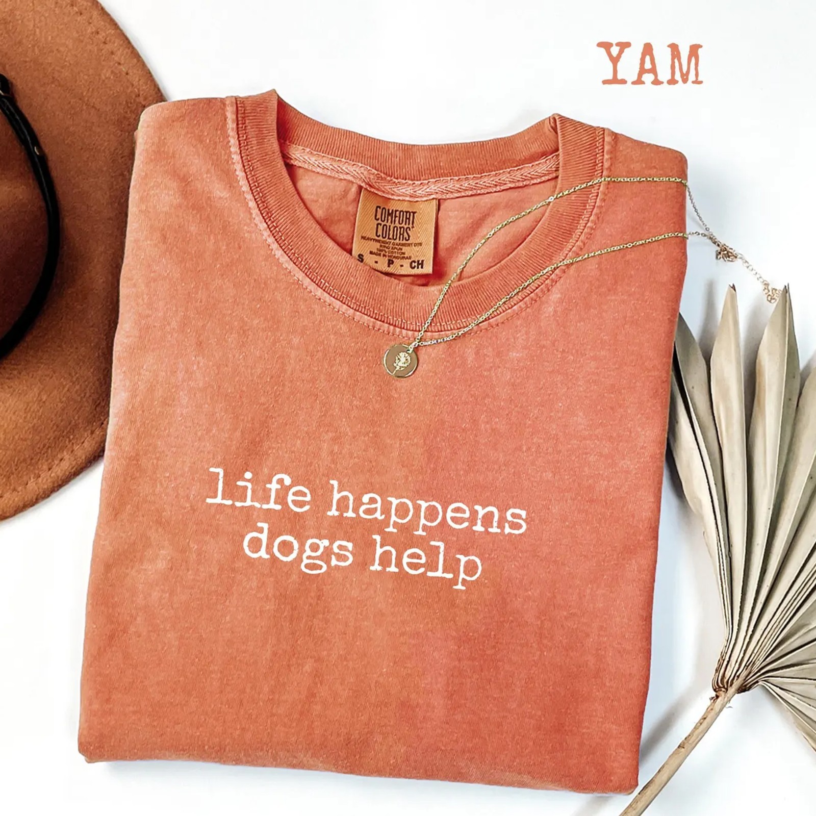 Life Happens Dogs Help Comfort Color Shirt Funny Dog Lover Graphic Tee Gift