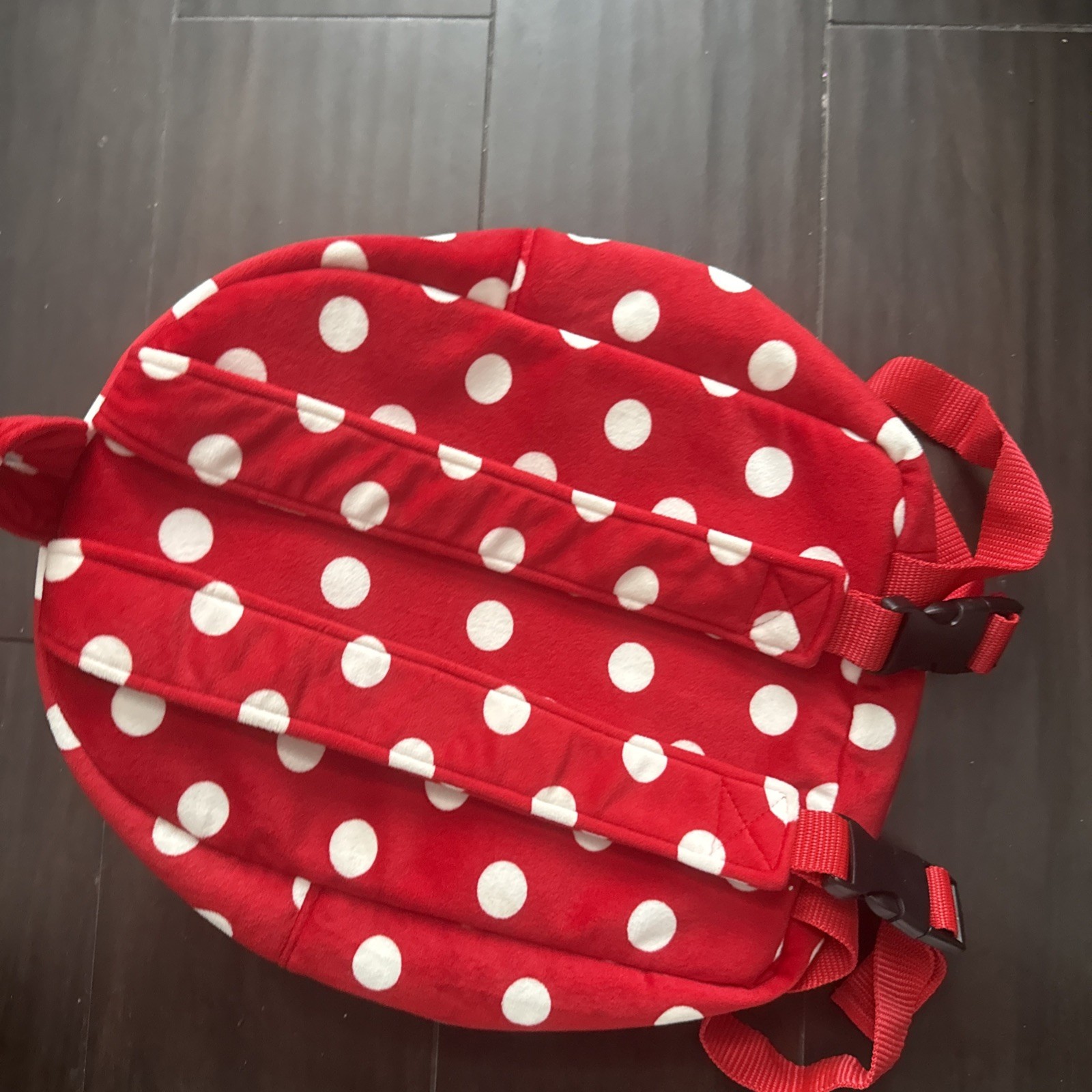 Disney Minnie Mouse Red White Black Kids Backpack Polka Dot Ears Polyester