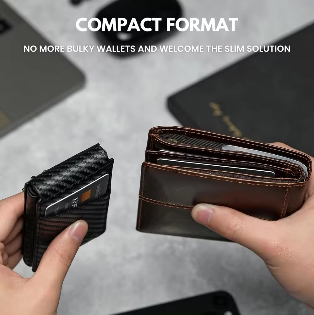 Men’s Slim Pop Up Bifold Wallet with Money Clip, Minimalist RFID Blocking Wallet