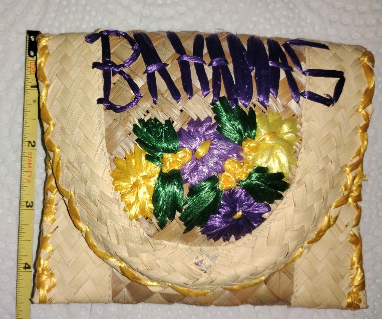 Hand Woven Straw Clutch From The Bahamas Button Closure