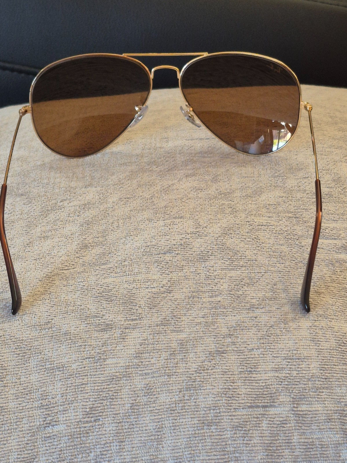 ray ban aviator large metal gold frame B-15 brown lenses 62mm