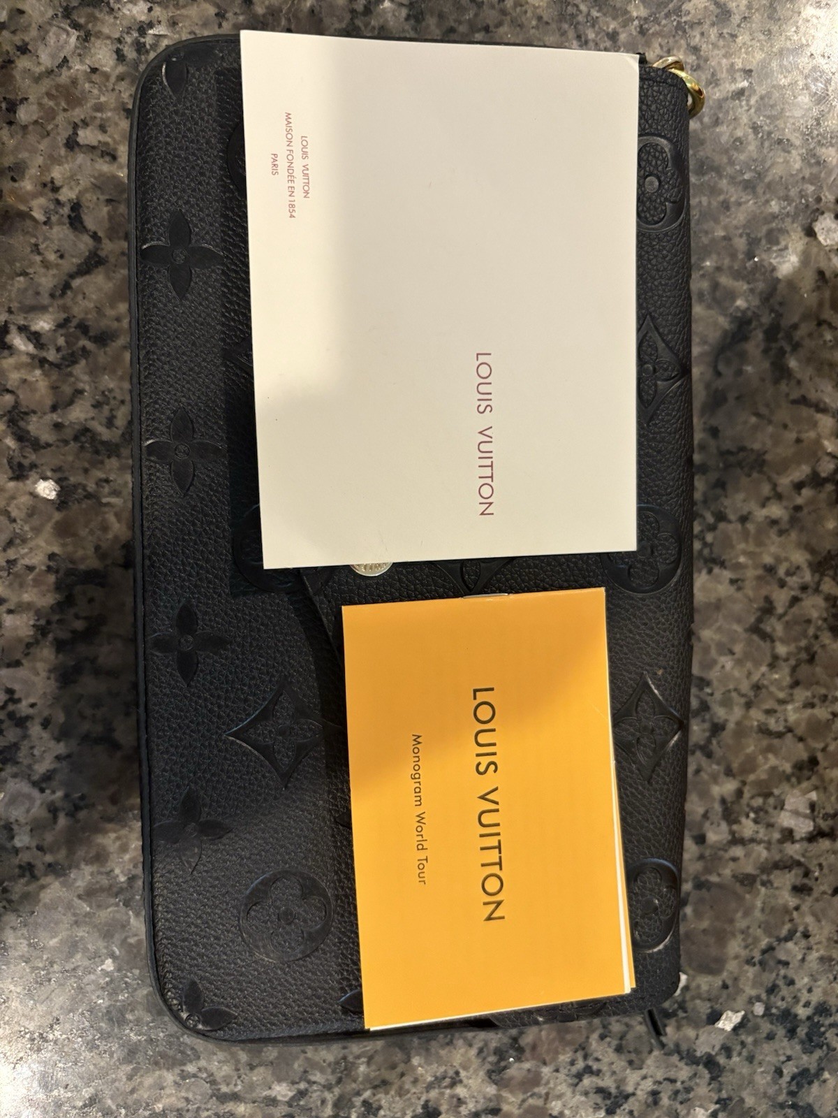 Louis Vuitton Twist Chain Wallet Monogram Empreinte Black Gold w/ Box