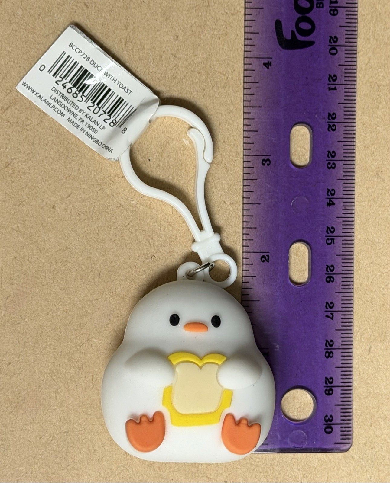 Adorable Duck W/Toast Bag, Backpack, Purse Clip Charm New With Tags.