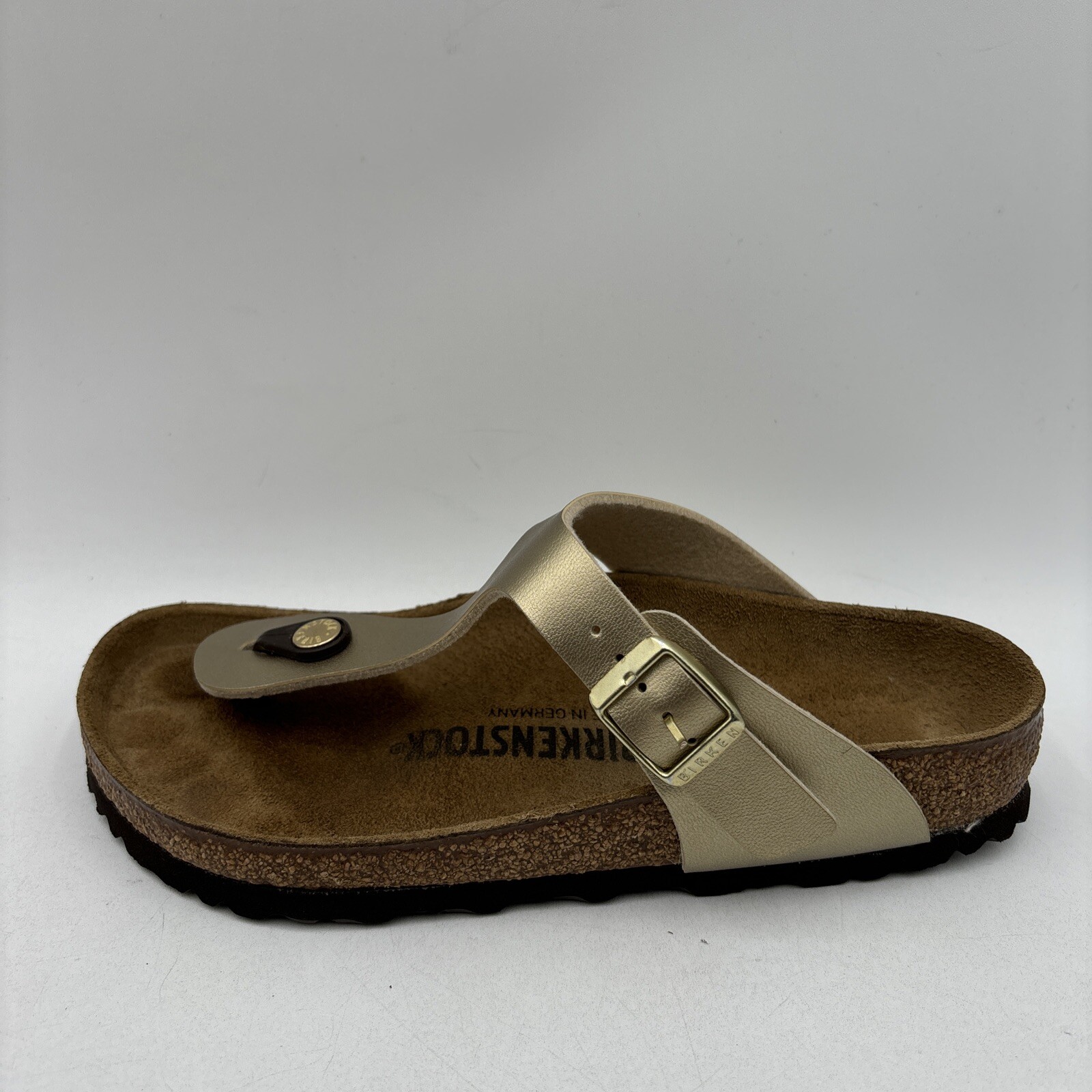 Birkenstock GIZEH Gold Birko-Flor Buckled Thong Sandal Unisex Men 4 Women 6 (37)