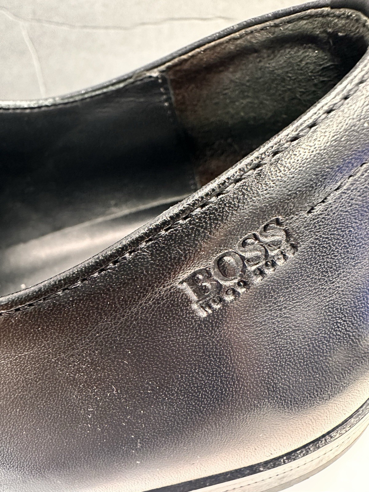 BOSS Hugo Boss Black Leather Cap Toe Lace-Up Oxford Dress Shoes Men’s 10.5