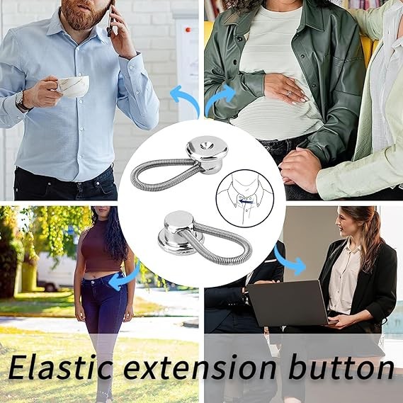 10x Metal Collar Neck Waist Extender Expander Buttons for Men Dress Shirt Pants