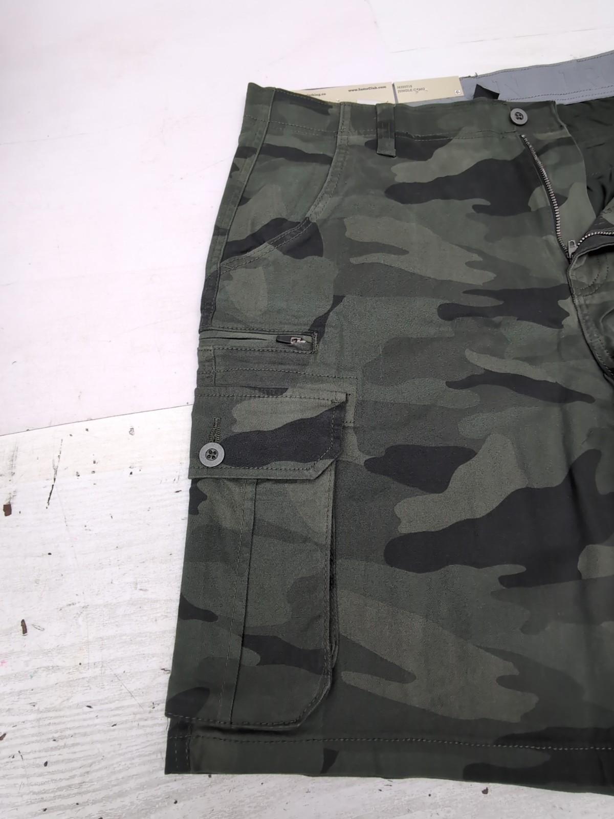 Iron Co Stretch Cargo Shorts Regular Fit Cotton Blend Jungle Camo Sz 36 BR1