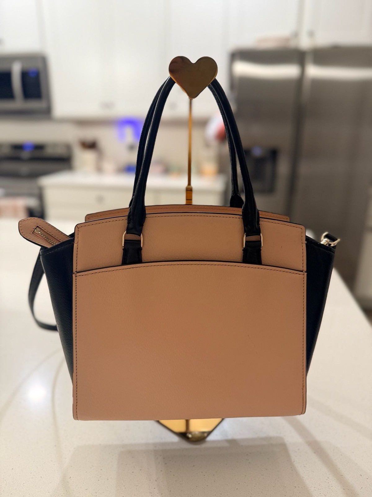 Kate Spade Jeanne Medium Satchel in Warm Vellum and Black Leather