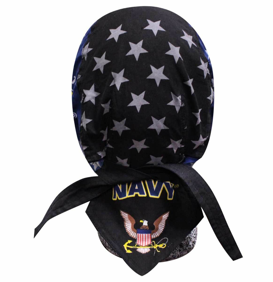 USN Navy Military Doo Rag Head Wrap Skull Cap Durag Sweatband Combat Stars Blue