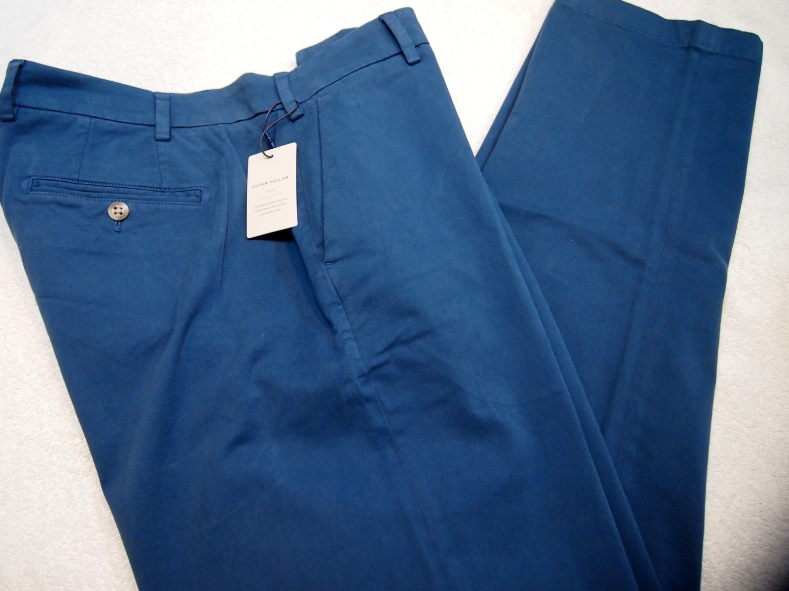 Peter Millar Signature Sateen Cotton Blend Pants NWT $188 36 x 32 Navy Blue