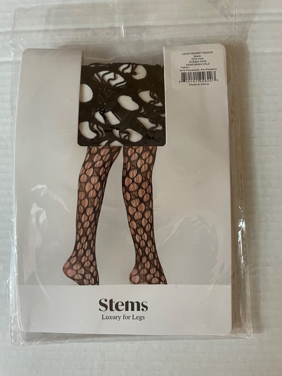 New Women’s STEMS 5032 Black Lace Fishnet Tights One Size