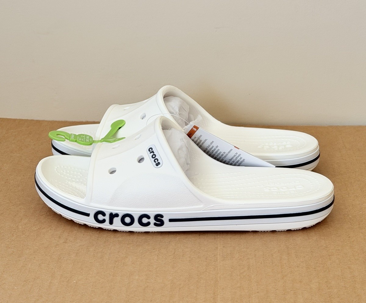 Crocs Unisex Bayaband Slide Sandals Men’s 11 | White/Black