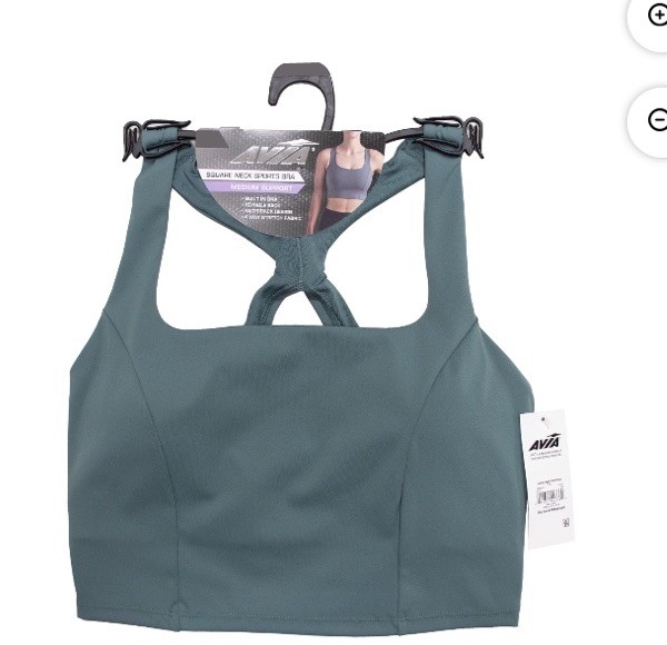 Avia Women’s Medium Support Square Neck Sports Bra Color Teal Multi- Sizes New
