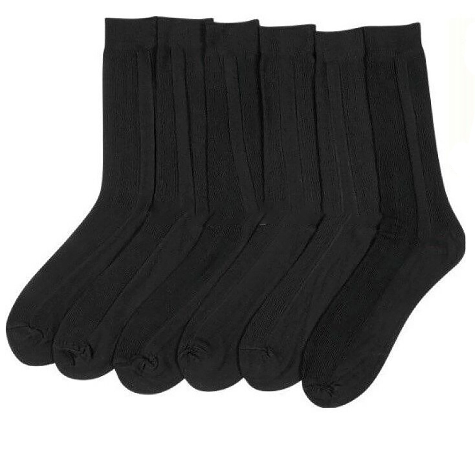 Mens Black Ribbed Dress Socks 6 Pairs Lot Size 9-11 10-13 Casual Nylon Socks