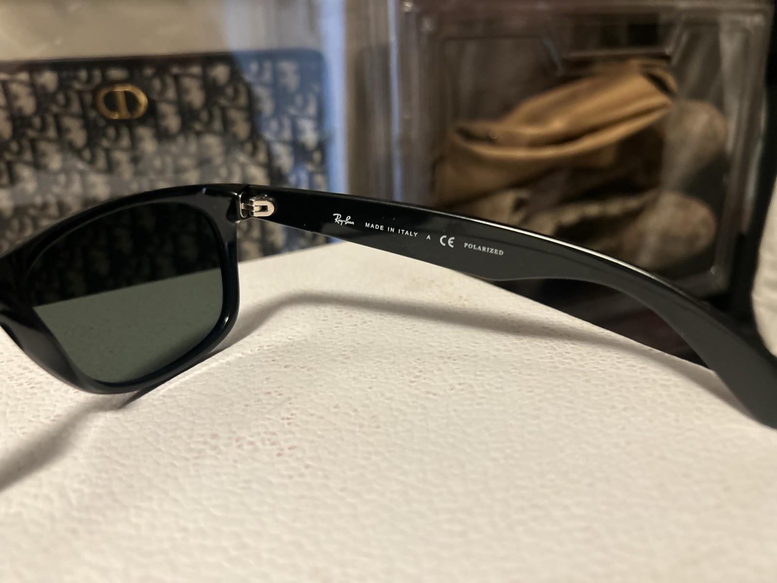 Ray-Ban Men’s Polarized Sunglasses Black Plastic Frame Green Lenses