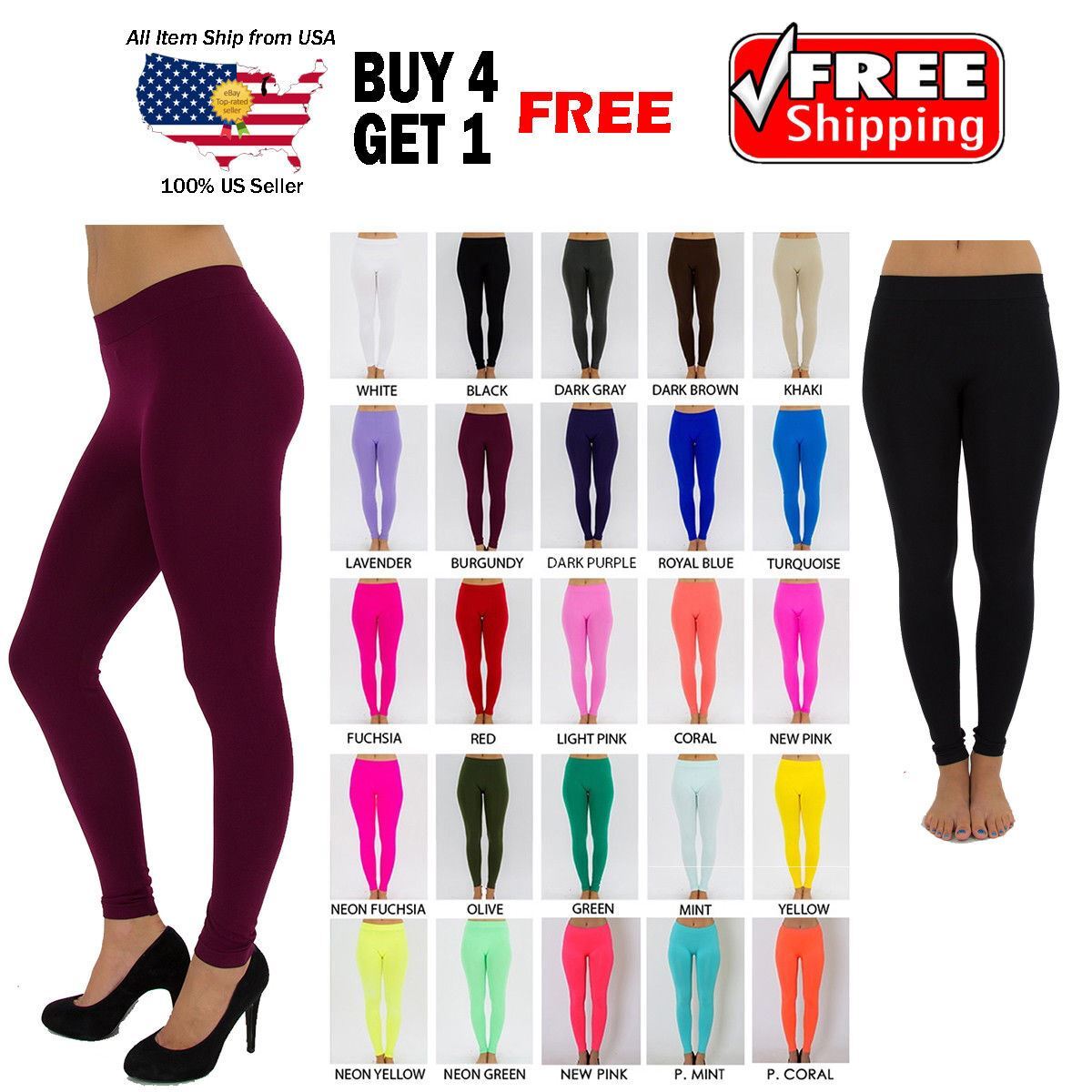 Summer New Basic Solid Plain Long Leggings Gym Athletic Running Spandex
