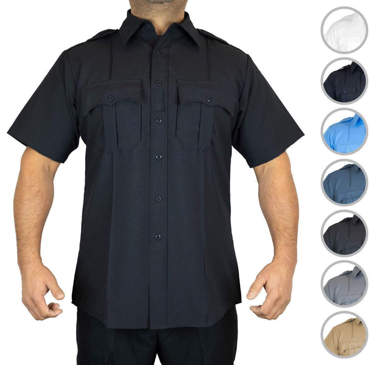 100% Polyester 4 Pocket Hidden Zipper Uniform Shirt – Short Sleeve