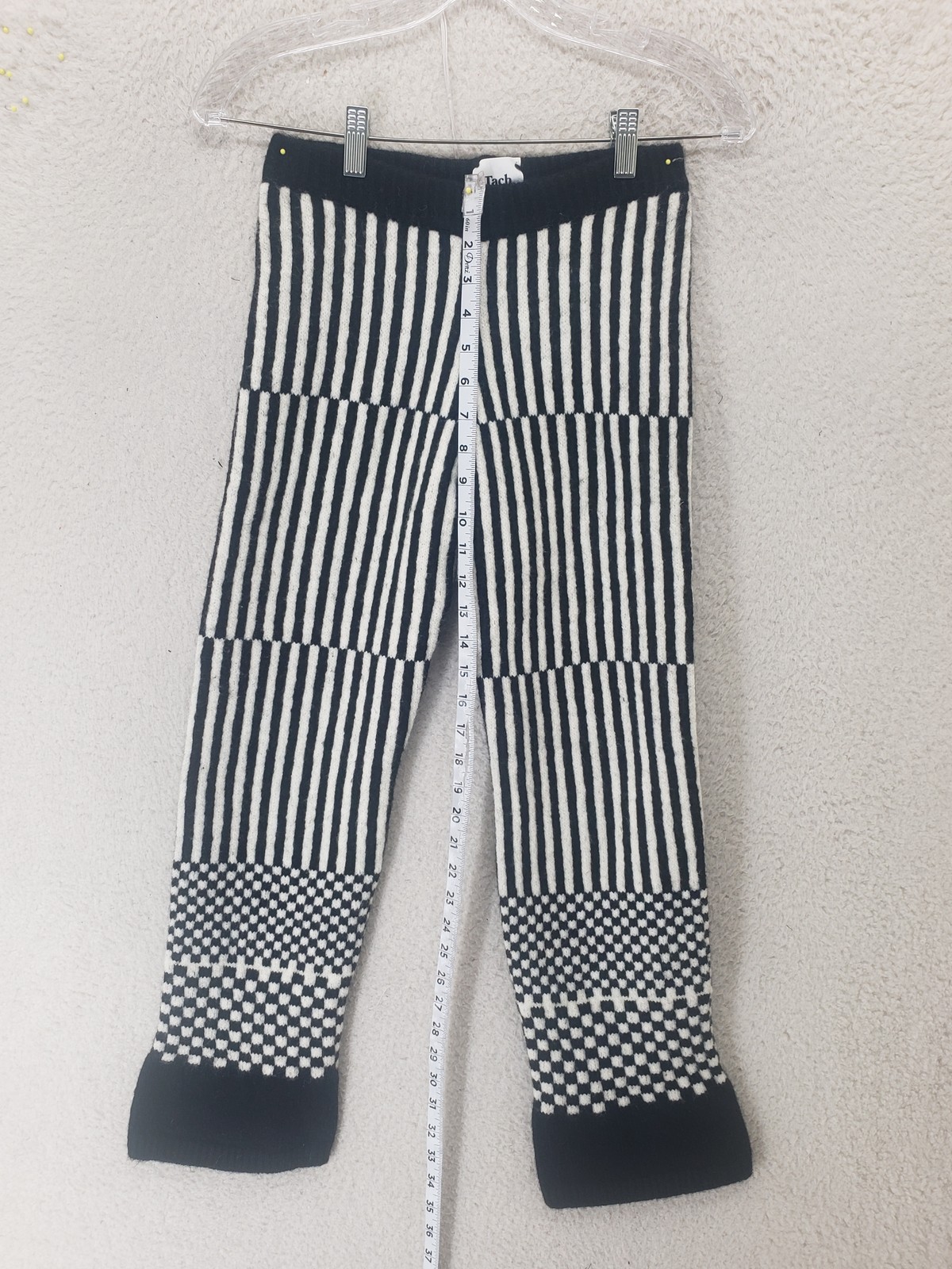 Tach Clothing Pants Womens XS Wool Knit Striped Checkered Pattern Warm
